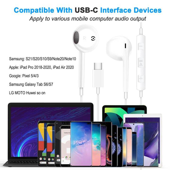 หูฟัง-usb-c-สาย-type-c-หูฟัง-samsung-galaxy-s22-s21-s20-fe-note-20-10ฟังเพลงหูฟังพร้อมไมค์เล่นเกมไมโครโฟนสวมศีรษะ