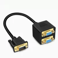 Distributor VGA 1/2 kabel VGA jantan ke 2 betina untuk monitor komputer