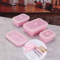 4 Size Choose Silicone Rectangle Lunch Box Collapsible Bento Box Folding Food Container Bowl 350/500/800/1200ml for Dinnerware