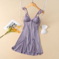 【CC】❀○▥  Chemise Nightgown Sleepwear Gown Suspender Nightdress Silky Bathrobe Lounge Wear