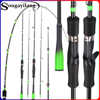 Sougayilang Fishing Rods คันเบ็ดแบบพกพา2ส่วนปั่นเบ็ดตกปลา/หล่อเบ็ดคาร์บอนไฟเบอร์คันเบ็ดตกปลา