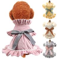 New-Cat Dog Princess Dress Puppy Skirt Clothes Outfit Pet Cat Ruffled Patched Princess Sweet Bowtie Dress Solid Color Dog Clothe Dresses