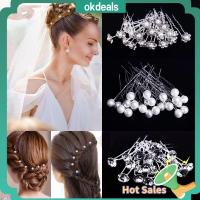 OKDEALS 20pcs งานแต่งงาน Barrettes อุปกรณ์ตกแต่งผม กิ๊บมุกคริสตัล หูฟังเจ้าสาว กิ๊บติดผมดอกไม้ กิ๊บติดผมรูปตัว U กิ๊บติดผมเจ้าสาว