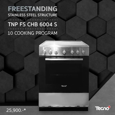 TECNOPLUS เตาตั้งพื้นหัวเตาเซรามิกไฟฟ้า อบและย่างด้วยระบบไฟฟ้า ขนาด 60 ซม. สีเงิน เมทัลลิก 5 รุ่น TNP FS CHB 6004 S TECNOPLUS เตาตั้งพื้นหัวเตาเซรามิกไฟฟ้า อบและย่างด้วยระบบไฟฟ้า ขนาด 60 ซม. สีเงิน เมทัลลิก 5 รุ่น TNP FS CHB 6004 S