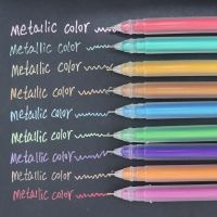 hot！【DT】 9Pcs/Set Metallic Color Gel Pens for Paper Scrapbook Album School art Supplies Stationery