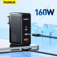 Baseus 160W แท่นชาร์ตชาร์ตเร็ว Gan สำหรับแล็ปท็อปและแท็บเล็ต15 14 Type C เครื่องชาร์จรองรับ PD3.1 QC PPS พร้อมเครื่องชาร์จโทรศัพท์ USB