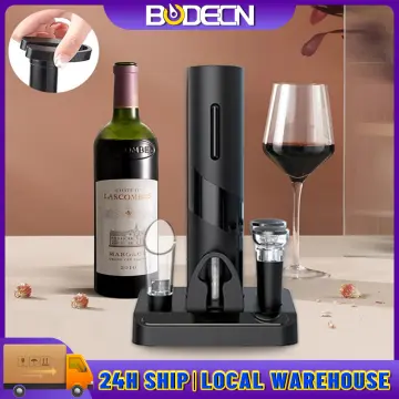 Secura Electric Wine Opener, Automatic Electric Wine Bottle Corkscrew Opener  with Foil Cutter, Rechargeable (Stainless Steel)