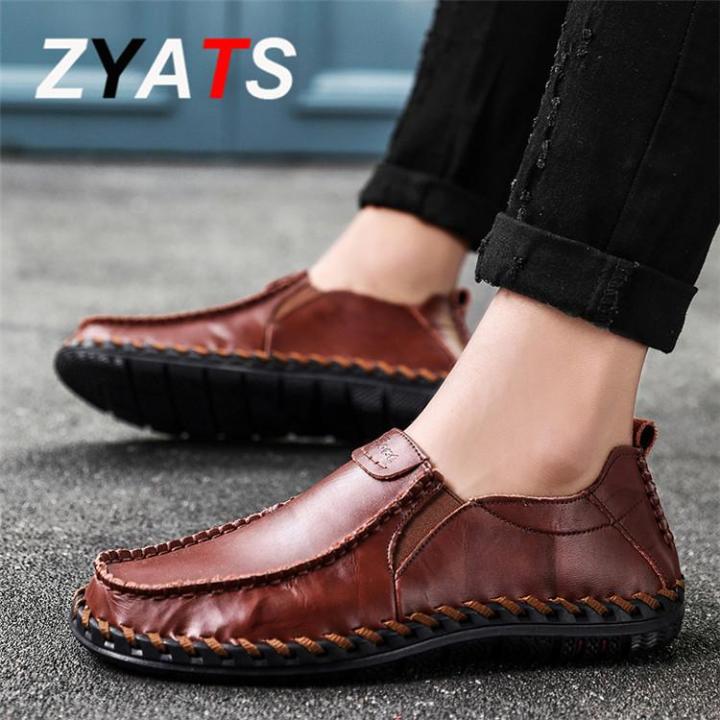 zyats-รองเท้าหนังวัวแท้คละแบบรองเท้าหนังลูกวัวลำลองไซส์ใหญ่-38-45