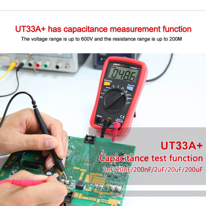 ut33a-uni-t-ขนาดฝ่ามือเครื่องวัดมัลติมิเตอร์ดิจิทัล600v-10a-ac-dc-แรงดันไฟฟ้าเครื่องทดสอบกระแสไฟฟ้าโอห์มมิเตอร์แสดงแสงไฟเครื่องวัดความจุไฟฟ้าช่วงอัตโนมัติ