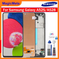 MagicMeta 6.5 จอแสดงผล OLED สำหรับเคสหนัง Samsung Galaxy A52S 5G SM-A528B A528 LCD SM-A528B /Ds ดิจิไทเซอร์ประกอบเต็มตัวเครื่องหน้าจอสัมผัส SM-A528N ชิ้นส่วนอะไหล่ขนาดเล็ก