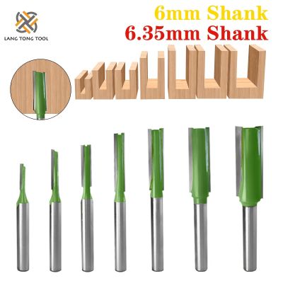 【LZ】 7Pcs 6mm/6.35mm Shank Single Double Flute Straight Bit Milling Cutter for Wood Tungsten Carbide Router Bit Woodwork Tool LT013