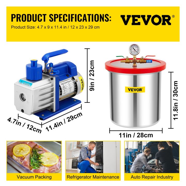 ชุดห้องสุญญากาศ-vevor-พร้อมปั๊ม5แกลลอน5cfm-1-2-hp-ระบบหมุนรอบแกนหมุนแบบเดี่ยว110v-hvac-เครื่องมือเป่าลมสำหรับไม้ทรงตัว