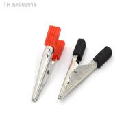 ﹍❧ 10pcs/lot Red Black 48mm Insulated Crocodile Clips Plastic Handle Cable Lead Testing Metal Alligator Clips Clamps