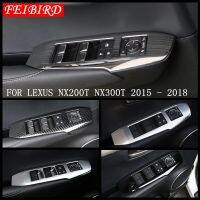 สำหรับ LEXUS NX200T NX300T 2015-2018โลโก้แบบเหล็กกล้าไร้สนิมภายในรถที่พักแขนบนประตูสวิตช์ยกหน้าต่างปุ่มฝาปิด