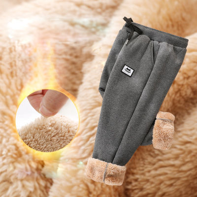 -30 Temperature Winter Warm Thick Trousers For Boys girls Plus Thick Velvet Pants Kids Clothes 2-10 Years trousers
