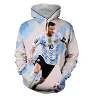 3D HOODIE-  2023 new design- 2023 Qatar World Cup champion: three stars Argentina national team&amp;Messi Jersey short sleeved sweater 122