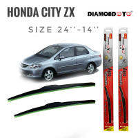 ที่ปัดน้ำฝน ใบปัดน้ำฝน ซิลิโคน ตรงรุ่น Honda City 2003 , City ZX ไซส์ 24-14 ยี่ห้อ Diamond กล่องแดง สิ้นค้าคุณภาพ* **จบในร้านเดียว**จัดส่งไว