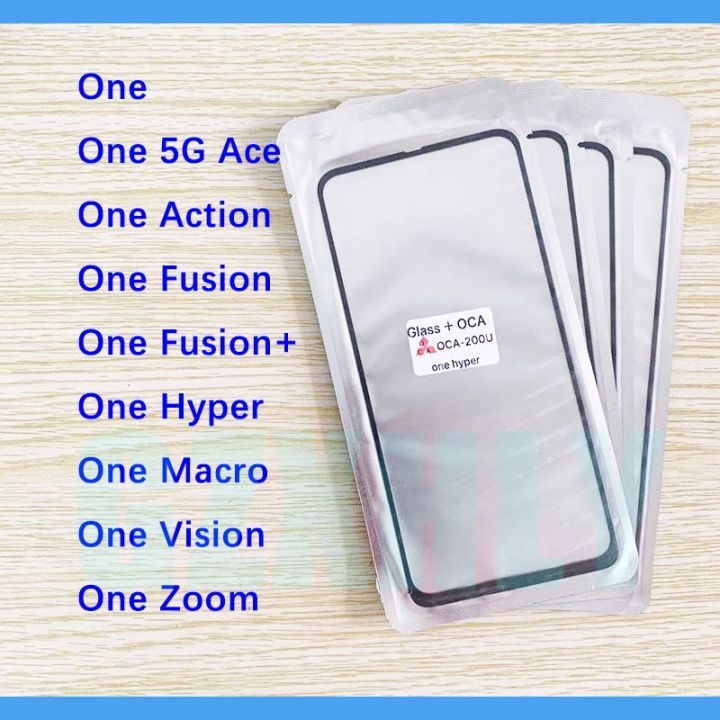 กระจกหน้าด้านนอก + OCA LCD เลนส์สำหรับ Motorola Moto One Vision Hyper Fusion + Action Macro Power 5G Ace หน้าจอสัมผัส10ชิ้น