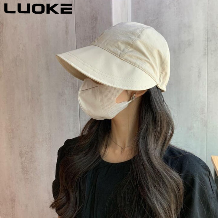 luoke-หมวกกระบังแสงเกาหลีสำหรับผู้หญิง-หมวกกล่องไม้พร้อมฝากันยูวีแห้งเร็ว