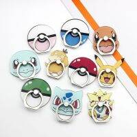 Pokemon Finger Ring Mobile Phone Holder 360 Rotatable Stand Grip Anime Pikachu Pokeball Bulbasaur Phone Back Sticker Pad Bracket