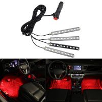 Auto Decorative Lamp 9 LED 4 In 1 Car Interior Atmosphere Lights With Cigarette Lighter 5050 Foot Strip Lights Auto Accessories Bulbs  LEDs HIDs