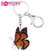 【CW】◑☌✢  Bonsny Monarch Keychains Print Insect Jewelry Kids Purse Decoration