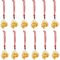 12 Red String Tiger Pendants 2022 Tiger New Year Golden Tiger Statue Pendant Necklace Gift