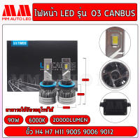 ไฟหน้าLED รุ่น O3 Canbus ( รับประกัน 1 ปี 90W 6000K 20000LM)