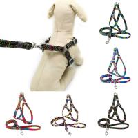 S/M Bohemian Style Breathable Dog Puppy Strappy Vest Harness Leash Reflective Pet Chest Straps Double-layer Canvas Pet Leashes Collars