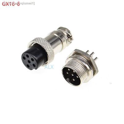 ◐ 2SET GX16-6 aviation plug socket Circular connector 16mm Diameter GX16 6PIN Male Female Wire Panel Connector Circular Screw Type