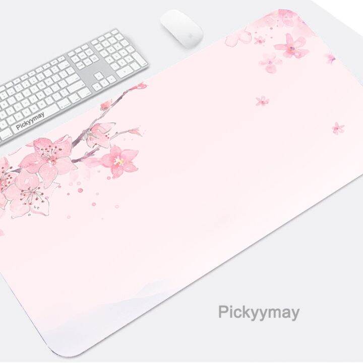 สีชมพู-sakura-mouse-pad-แผ่นรองเมาส์เกมมิ่ง-sakura-mouse-แป้นพิมพ์เกมมิ่งขนาดใหญ่-แผ่นรองโต๊ะคอมพิวเตอร์