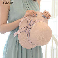 New Fashion Woman Sun Hats Female Wide Brim Foldable Bowknot Hand Made Straw Hat Casual Woman Kid Summer Beach Hat