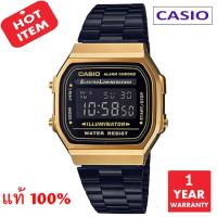 Casio Standard A168 Series สายสแตนเลส รุ่น A168WEGB / A168WEGB-1B / A168WEGB-1BDF (สีดำทอง) มั่นใจแท้ 100% - ประกัน CMG ( ร้าน EZYSOLUTION )