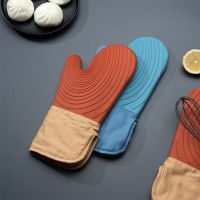 Silicone Heat-Resistant Gloves Cooking Barbecue Gants Silicone Kitchen Microwave Mittens Oven Glove Home Non-Slip Baking Gloves Potholders  Mitts   Co