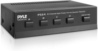Pyle Home 4-Zone Channel Speaker Switch Selector-Premium New &amp; Improved Switch Box Hub, Distribution Box for Multi-Channel High Powered Stereo Amp A/B/C/D Switches, 4 Pairs Of Speakers, Black - PSS4 4CH Switch Selector