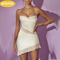 Wintin Ins Independent Station European and American New Fall Womens Clothing Pure Desire Style Sexy Hot Girl Irregular Spaghetti-Strap Dress