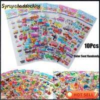 SYRUPSHADDOCKING 10pcs Color Randomly สมุดภาพ เด็กทารก ของเล่นคลาสสิก สมุดภาพ รางวัลโรงเรียน ฟอง สติ๊กเกอร์การ์ตูน 3 มิติ กันน้ำ