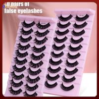 RIBHVU 10Pairs/box ปริมาณที่น่าทึ่ง เส้นใยไฟเบอร์ ความงามของผู้หญิง ตาขยาย ขนตาฟูม ขนตายาวหนา ขนตาปลอม