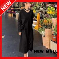 NEW MALL WomenS Long Dresses Loose Long Skirts Fleece Inner Skirts Mid Length Long Sleeve Dresses