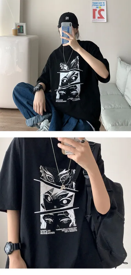 Fashion T-shirt Summer Loose Men T Shirt Anime Print Hip Hop