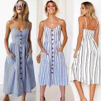 【Ladies shop】 Boho SexyMaxiSummerCasual Sundress ชุดเดรสผู้หญิง