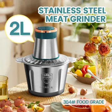 Stainless steel 2 Speeds 500W 2L big capacity Chopper Meat Grinder  Household Mincer Food Processor