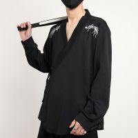 、’】【= Mens Streetwear Retro Harajuku Haori Crane Embroidery Cardigan Yukata Japanese-Style Mens Kimono Top Sunscreen