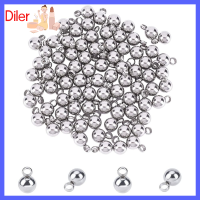 DILER 7.5x5mm เครื่องรางลูกบอลขนาดเล็ก เหล็กไร้สนิม ที่แขวนแบบห่วง จี้สแตนเลสทรงกลม จี้กลมๆ สำหรับเครื่องประดับสตรี