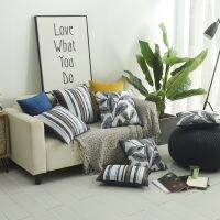 Yarn Dyed Stripe Or Leaves Printing Sofa Cushion Cover 30x50/45x45/50x50CM Pillow Cases Decor Home Bedding Hotel Office