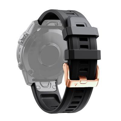 สำหรับสายนาฬิกาข้อมือซิลิโคนหัวเข็มขัดสีโรสโกลด์ Garmin Fenix 6S 20Mm (สีดำ)