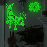 ﹍♤¤ Fluorescent Mandala Sticker Luxury Home Decoration Luminous Phosphorescent Moon Ramadan Wall Stickers House Room Decor for Kids