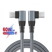 [2023ใหม่] สายคู่ชนิด C 90องศามุมขวาสายดาต้าแบบข้อศอก60W PD ชนิดชาร์จเร็วเพื่อ USB สายเคเบิ้ล Type C สำหรับ Huawei Xiaomi Samsung