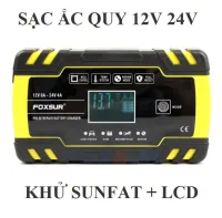 Bộ sạc bình ắc quy 12V 24V FOXSUR Có khử sunfat phục hồi ắc quy 6Ah-150Ah thông minh tự ngắt khi đầy chống ngược cực,sac ac quy
