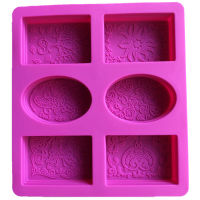 Silicone Soap Mold for Soap Making 3D 6 Forms Oval Rectangle Soap Mould Handmade Craft Flowers Bathroom Kitchen Soap Mold